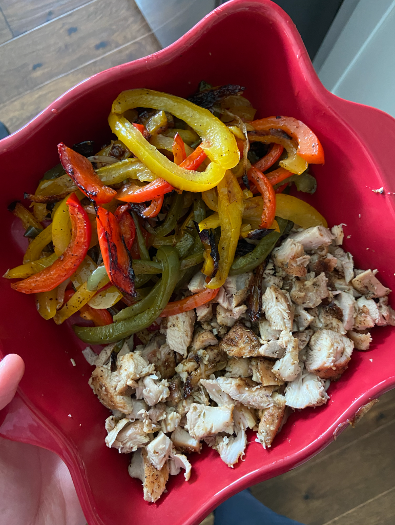 prepped chicken and veggies